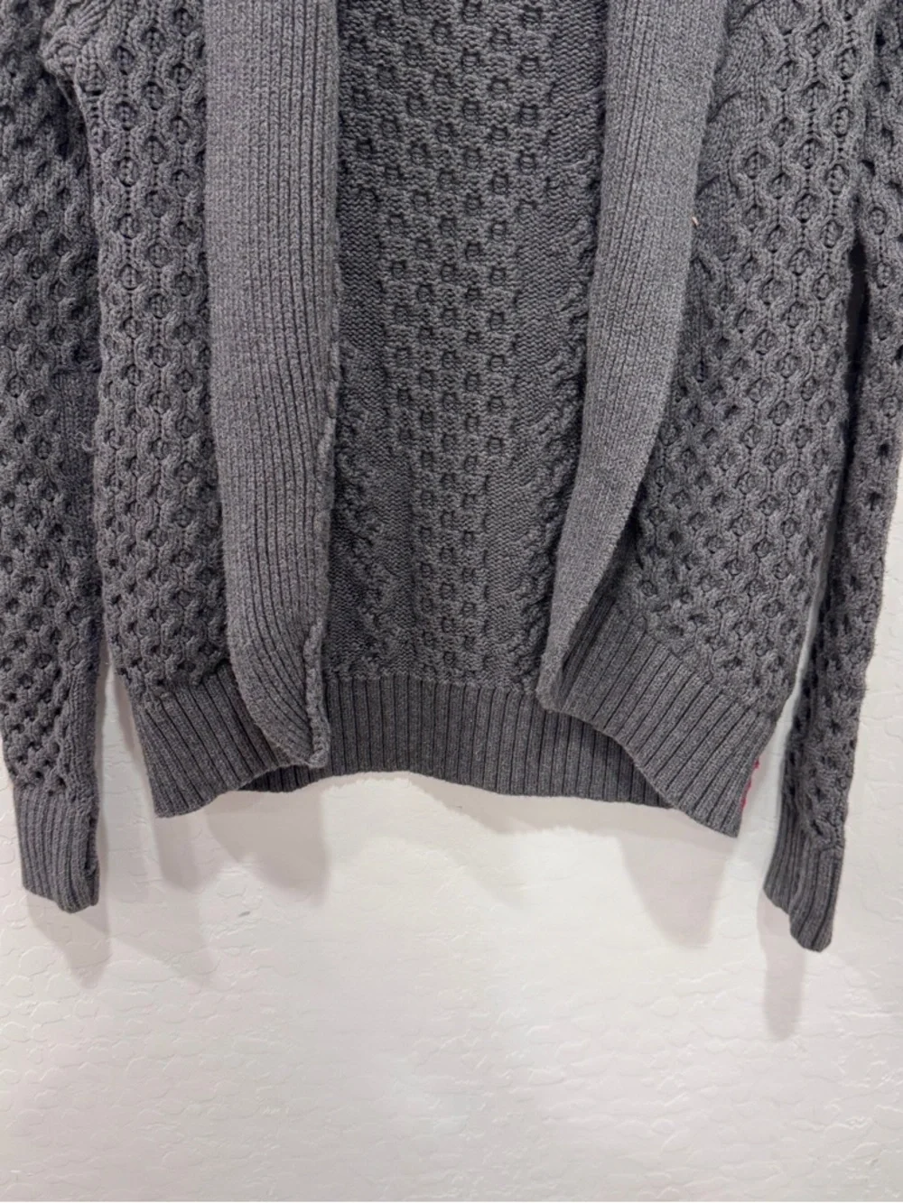 ivivva Breathe Relax Love Wrap Cardigan Girls 8 Gray Chunky Knit Grandpacore